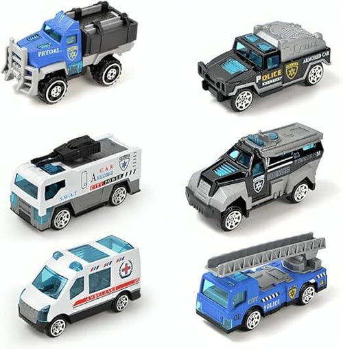 Galaxy Hi-Tech Police Alloy Model Metal Cars 6 Pcs Vehicles, Racing Cars Play Set for Toddlers,Boys Die-Cast Car Set, Birthday Decorations Gift Movie Vehicle Small Racing Car for Kids